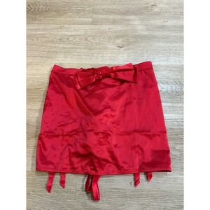 Victoria Secret Dream Angels Red Satin‎ Lace Up Garter Skirt XS